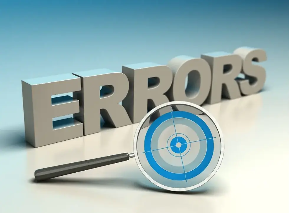 The word error and a magnifying glass in front of it