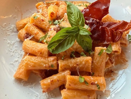 Vodka Rigatoni with Crispy Prosciutto 