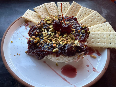 Delicious Tart Cherry and Garlic Herb Cheese Spread Perfect for Snack Tables