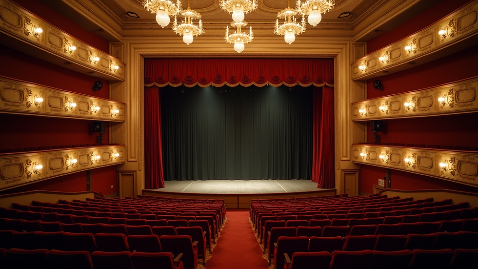 Close-up view of a vintage opera theatre stage