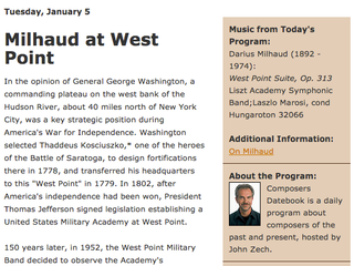 Milhaud at Westpoint