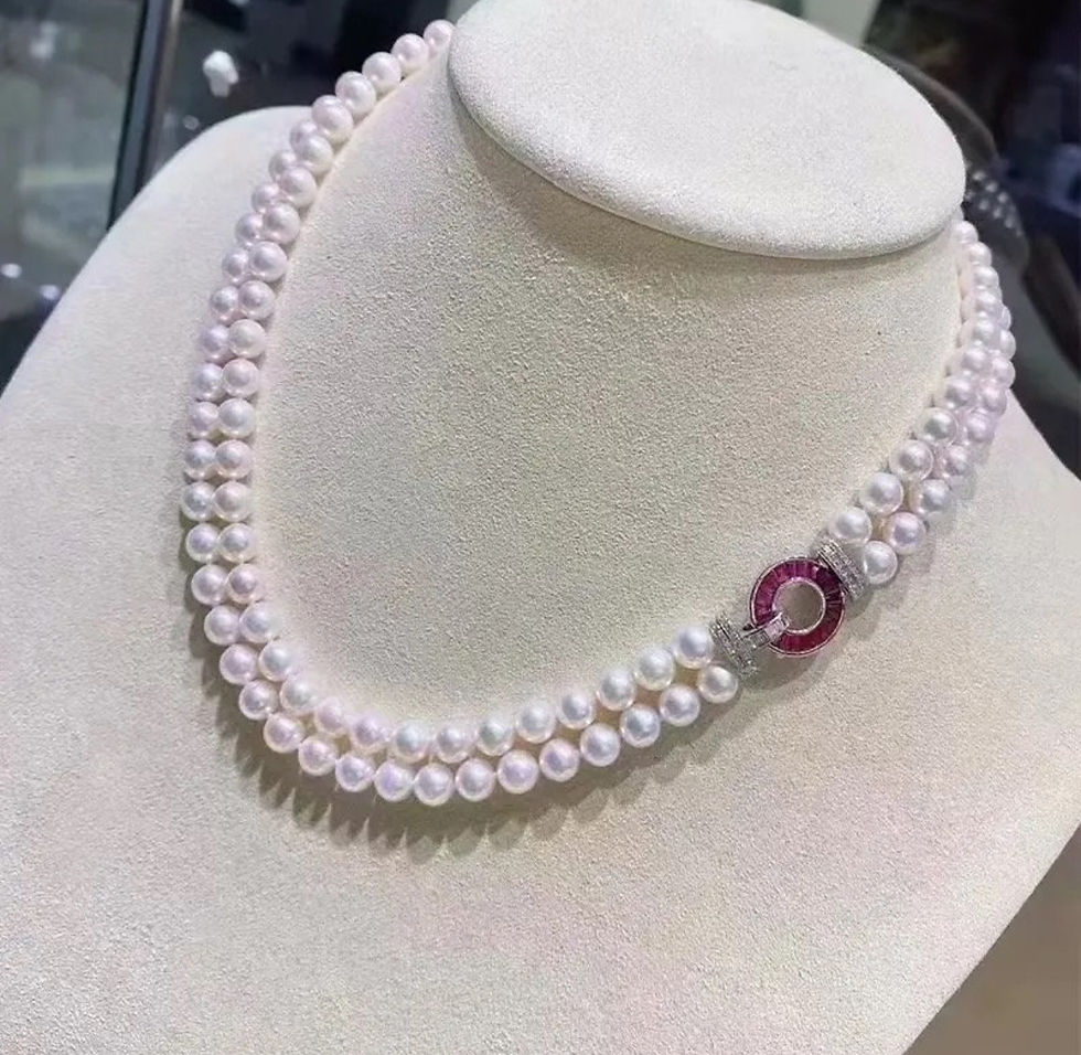 الصورة المصغرة: طقم قلادة  + أقراط لؤلؤ+اسوارة