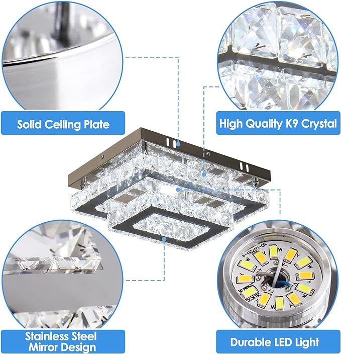 Thumbnail: Crystal Ceiling Light Modern Flush Mount Rectangular LED Ceiling Lamp