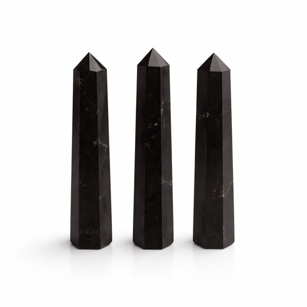 Gemstone Six Face Obelisk Point approx 11cm - Black Tourmali