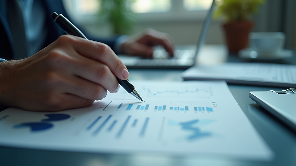 Close-up view of a person reviewing a technical document