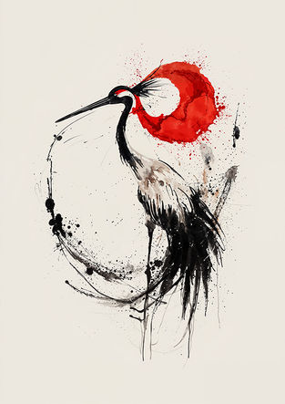 Ink art of Japanese Crane