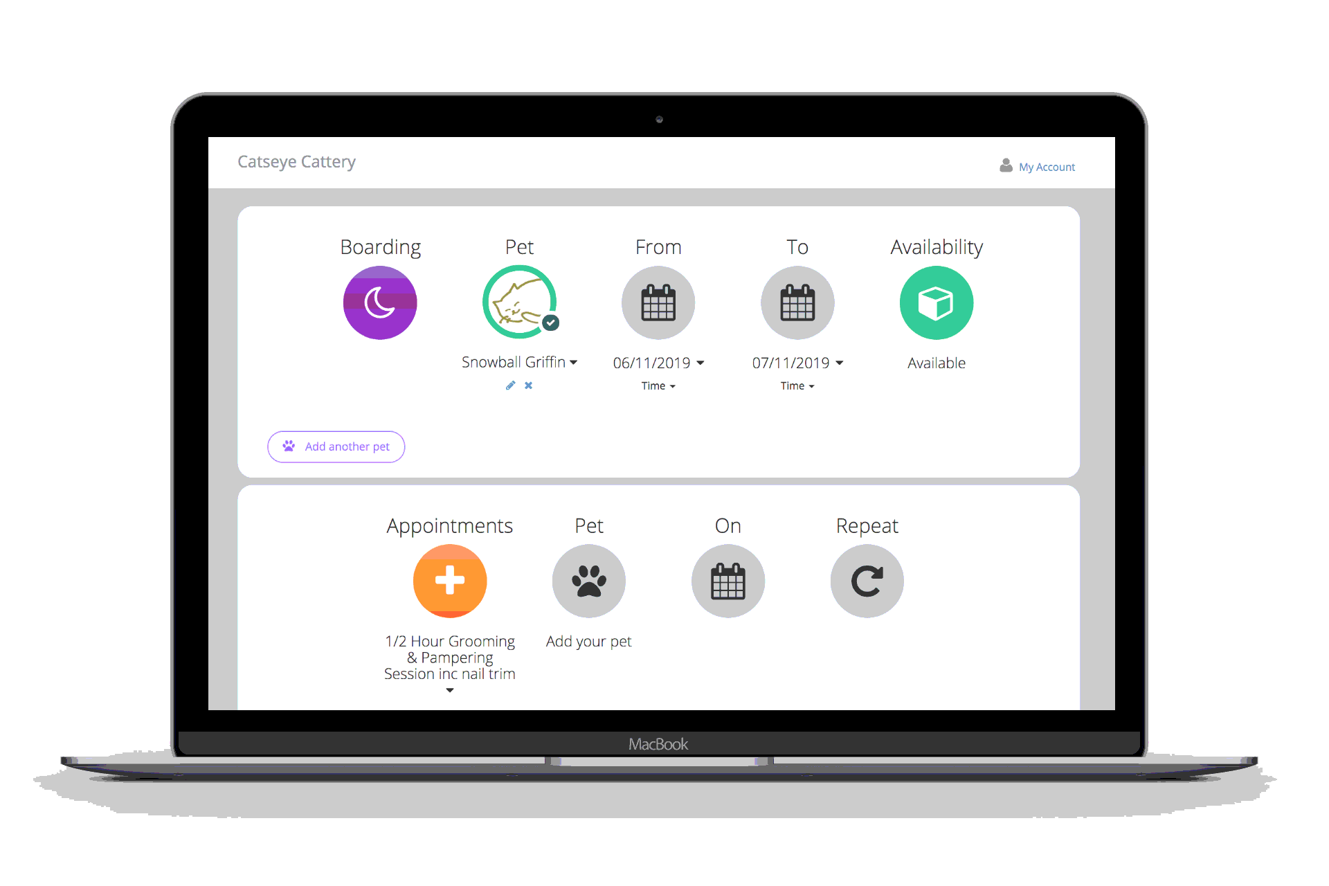 Step-by-step video guide showing the online cat boarding reservation process on Purrfect Place Cattery’s website