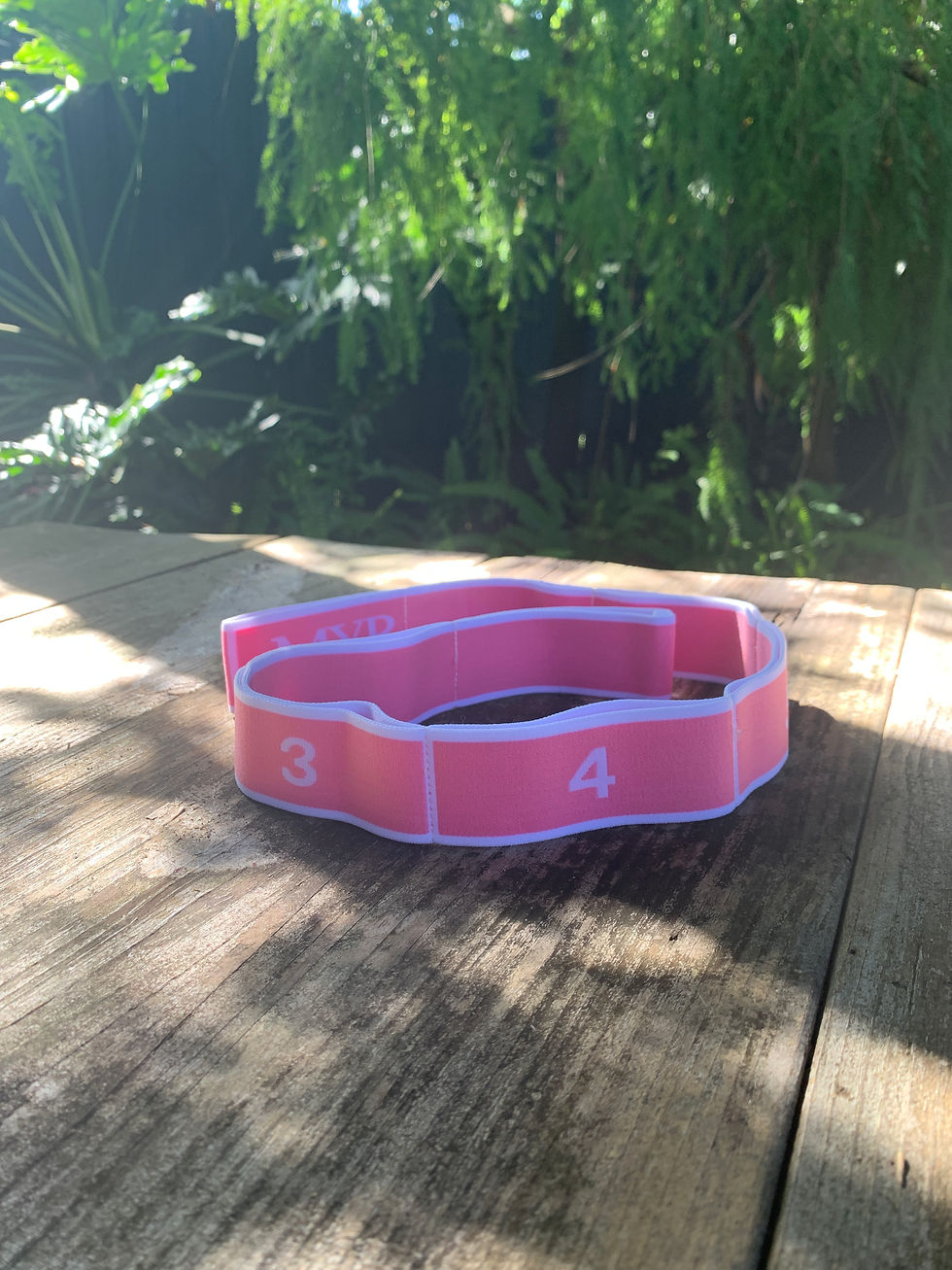 Miniatiūra: Pink/White Elastic Nylon Yoga Stretch Strap 8 Loops