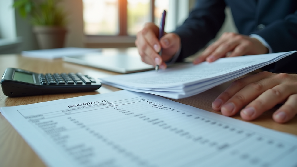 Close-up view of a price list and calculator on a desk during service estimation