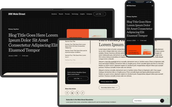 Insights and Case Study layouts, Mole Street Website Design, Mole Street Post Design
