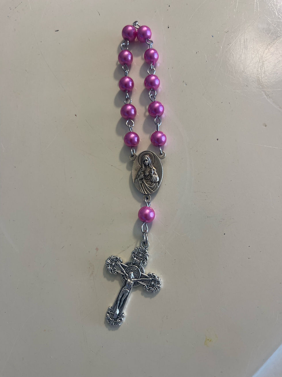 Thumbnail: 8mm Pink Beaded Pocket Rosary