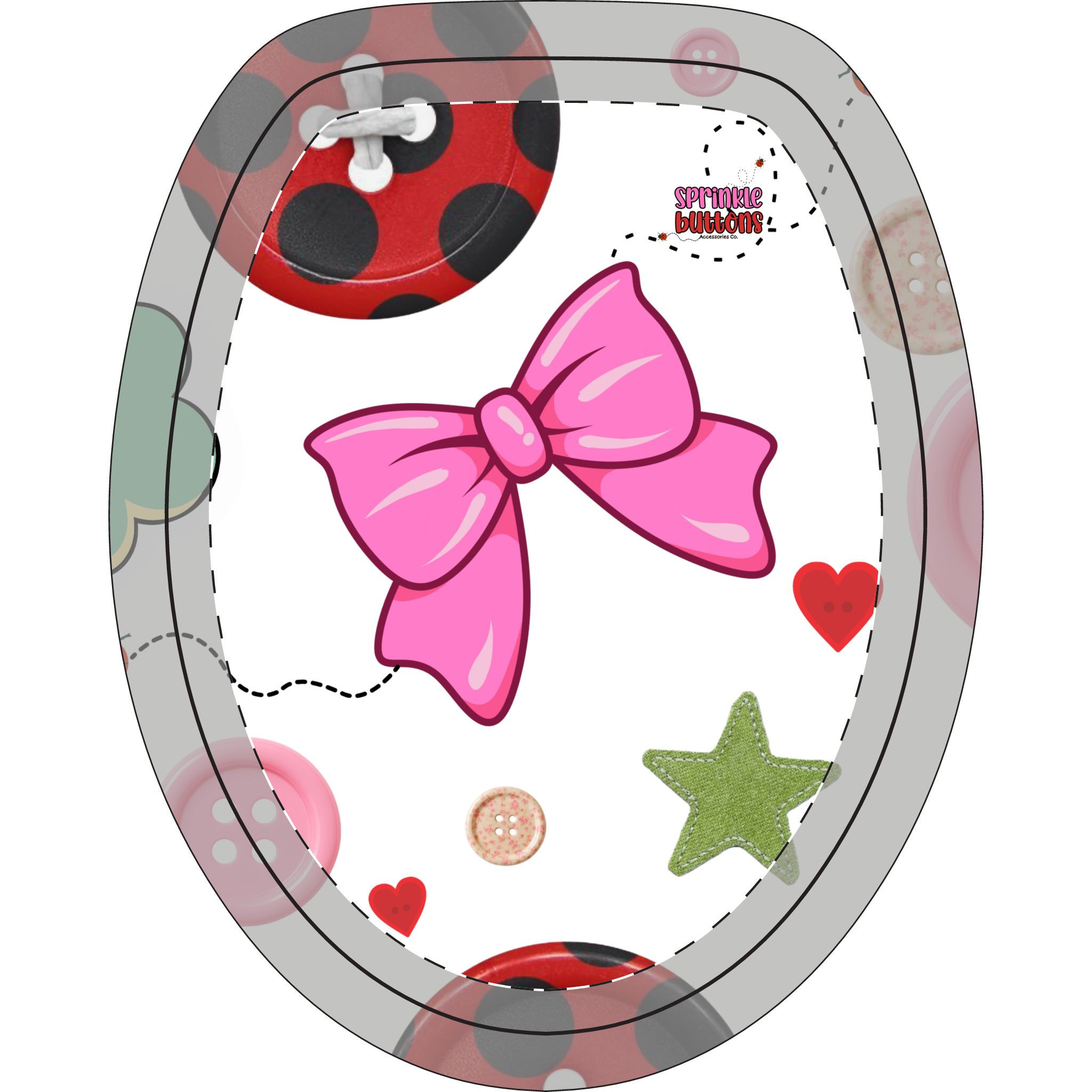 Cute Bow & Buttons Toilet Seat Cover Set - 3-Piece Bathroom Decor