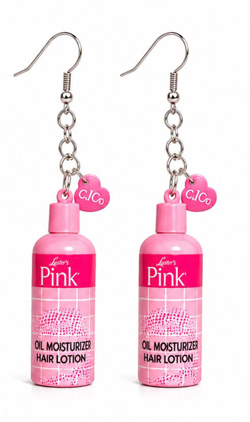 Luster’s Pink Oil Hair Conditioner Earrings