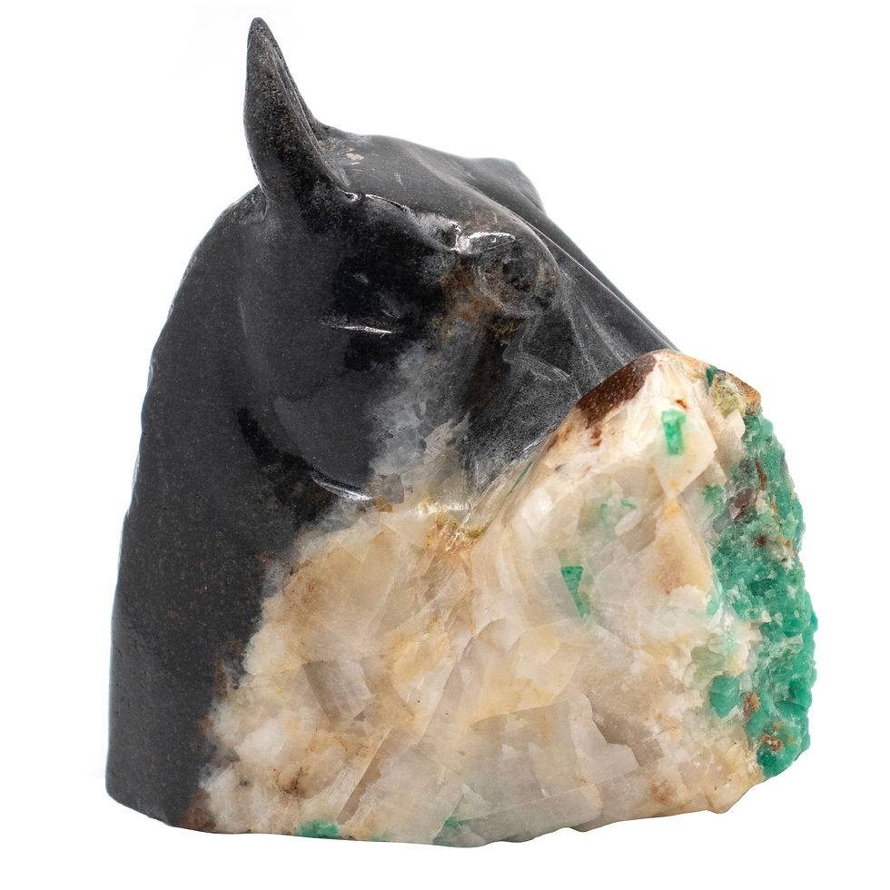Thumbnail: Horse Black Sculpture in Natural Colombian Emerald
