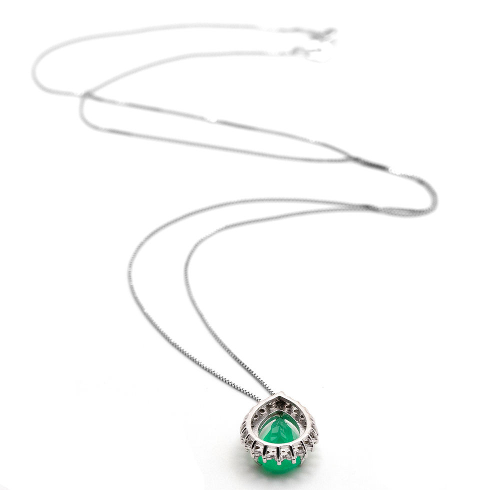 Thumbnail: 1.45ct Natural Colombian Emerald and Diamond Pendant in 14K White Gold Necklace
