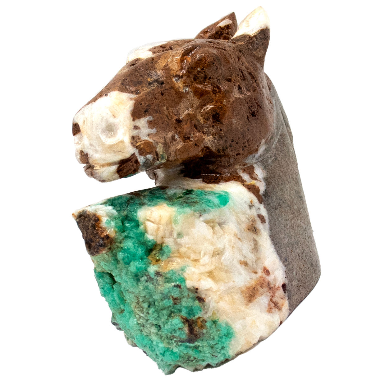 Horse Brown Sculpture in Natural Colombian Emerald