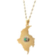 18k Colombian Sketch Necklace Croquis Hand Made Yellow Gold Emerald Diamonds