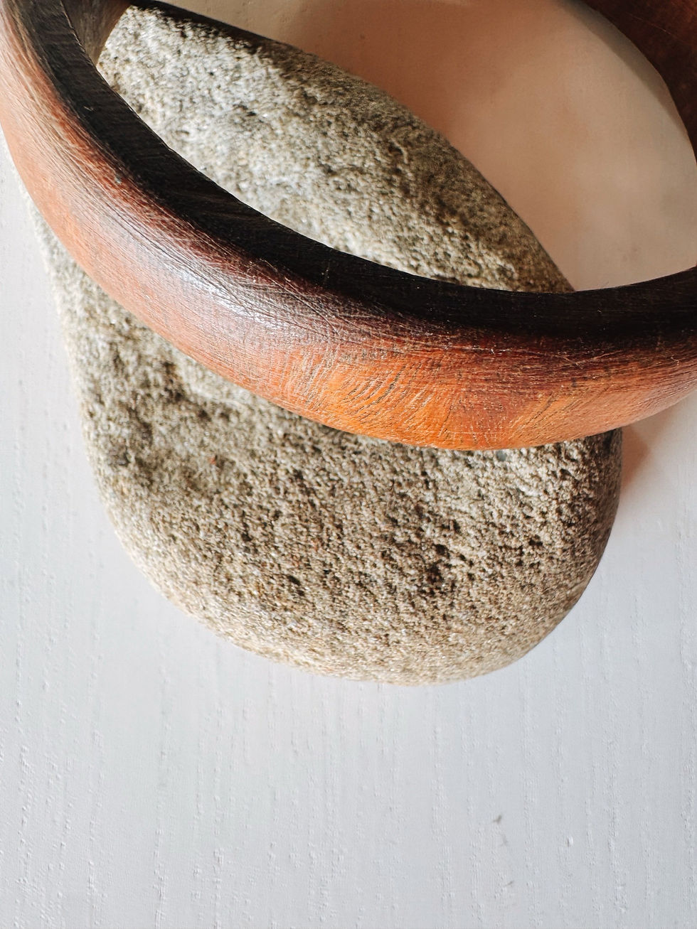 Thumbnail: Organically Carved Vintage Wooden Bangle