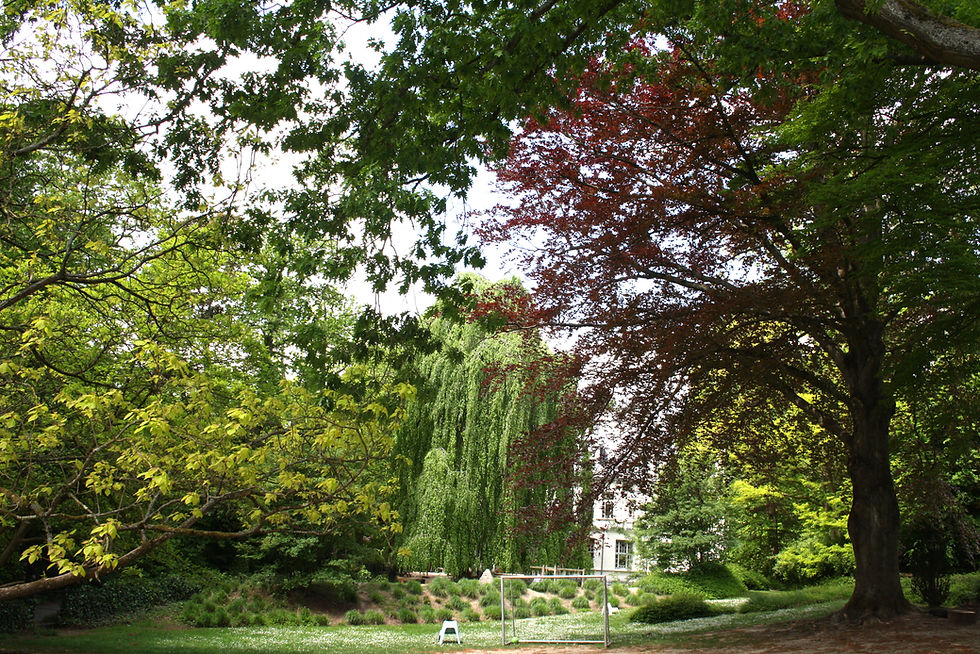 High angle view of school playground with children playing