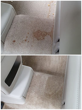 Before and after: stained floor carpet, then clean after stain removal