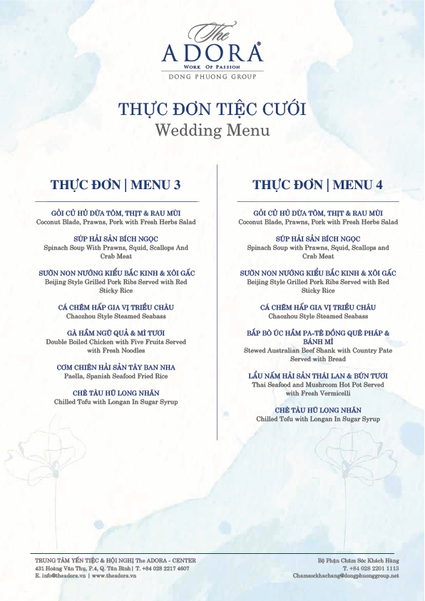 Thực đơn tiệc cưới 3-4
