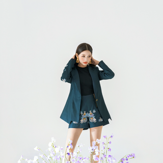 Trang phục Hanbok suit cưới - cận cảnh cô dâu dáng đứng.
