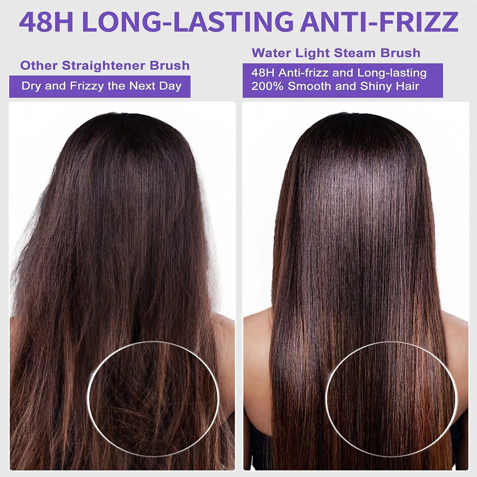 Thumbnail: Hair Straightener Brush, Ionic Plus Steam Straightening Brush For Smooth, Anti-f