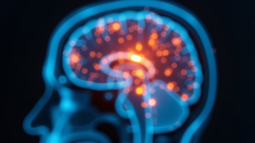 Close-up view of a brain scan highlighting inflammation
