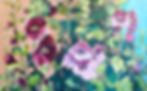 Hollyhocks of Olive Rush - 36 x 48 inches - acrylic on canvas