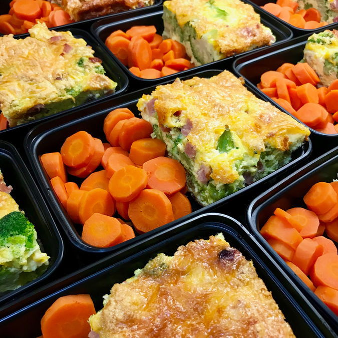 Crustless Quiche with Broccoli & Ham & Side of Seasoned Carrots