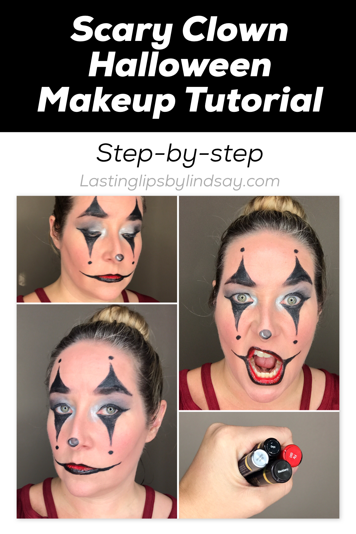 Scary Clown Halloween Makeup Tutorial LipSense Distributor