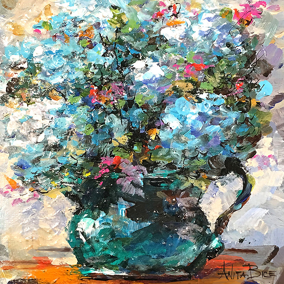 "Hydrangea Teal"_4x4minis