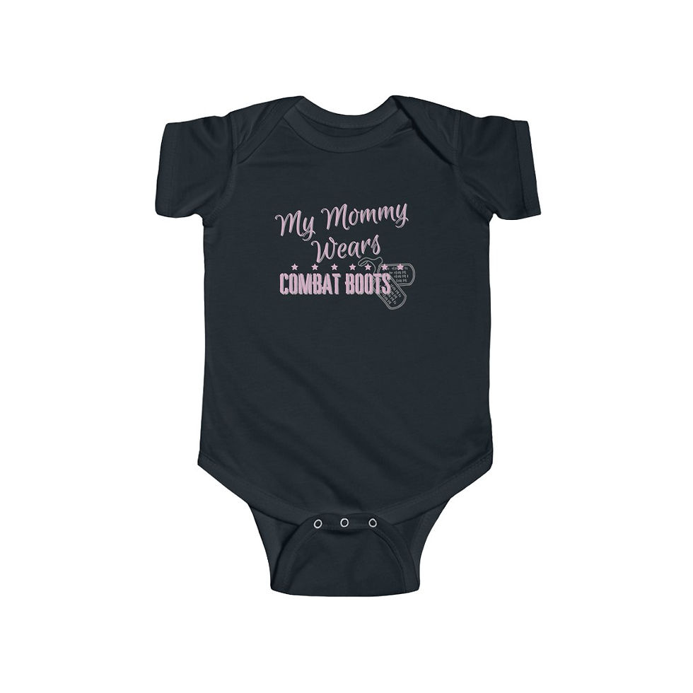 Thumbnail: Mommy Wears Combat Boots Short Sleeve Onesie-Pink