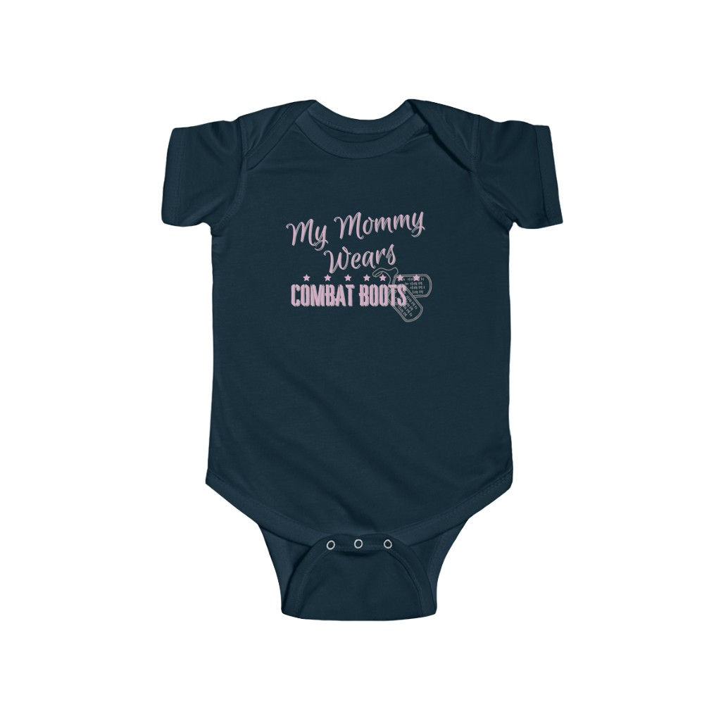 Mommy Wears Combat Boots Short Sleeve Onesie-Pink