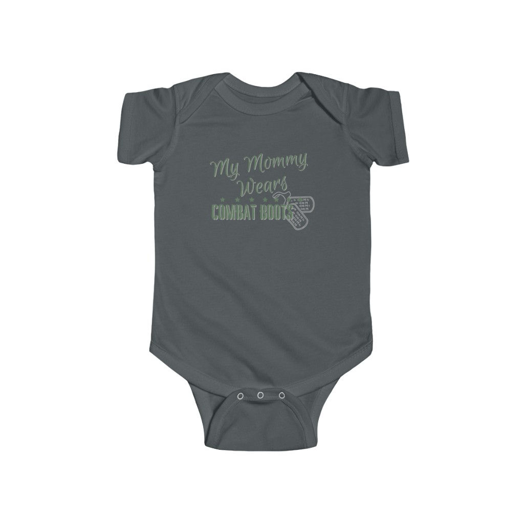 Mommy Wears Combat Boots Short Sleeve Onesie-Green