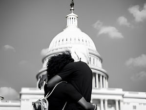 Black Protestors Hugging in front of the Washington DC Capitol Building