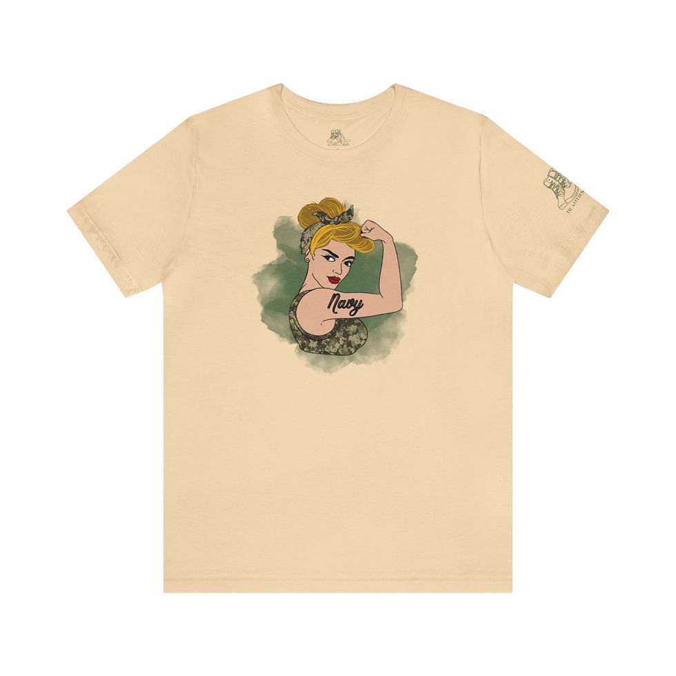 Thumbnail: Rosie the Riveter Navy Tee-White
