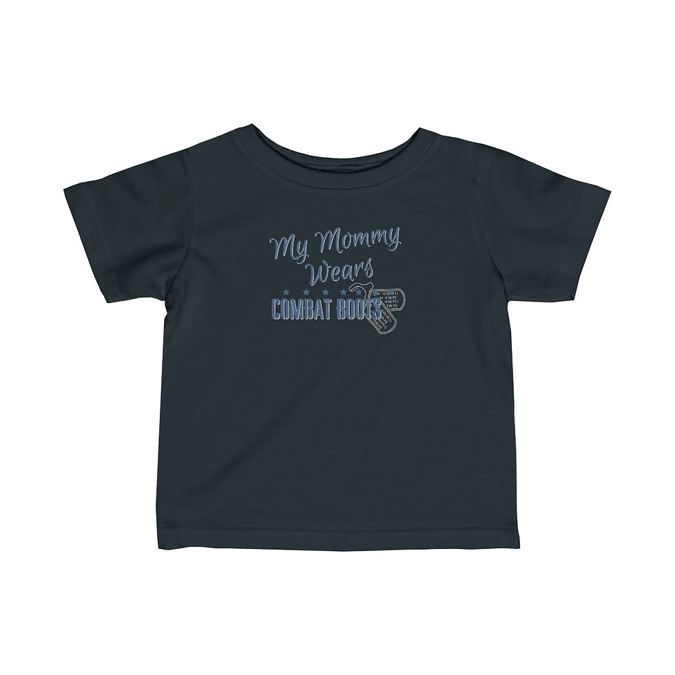 Thumbnail: Mommy Wears Combat Boots Infant Tee-Blue