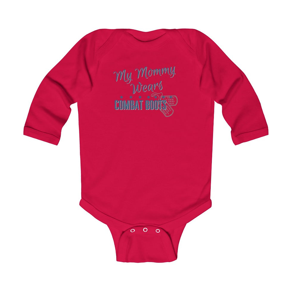 Thumbnail: Mommy Wears Combat Boots Long Sleeve Onesie-Blue