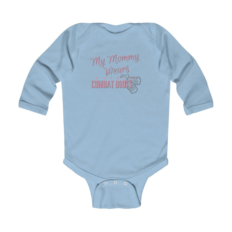 Thumbnail: Mommy Wears Combat Boots Long Sleeve Onesie-Pink