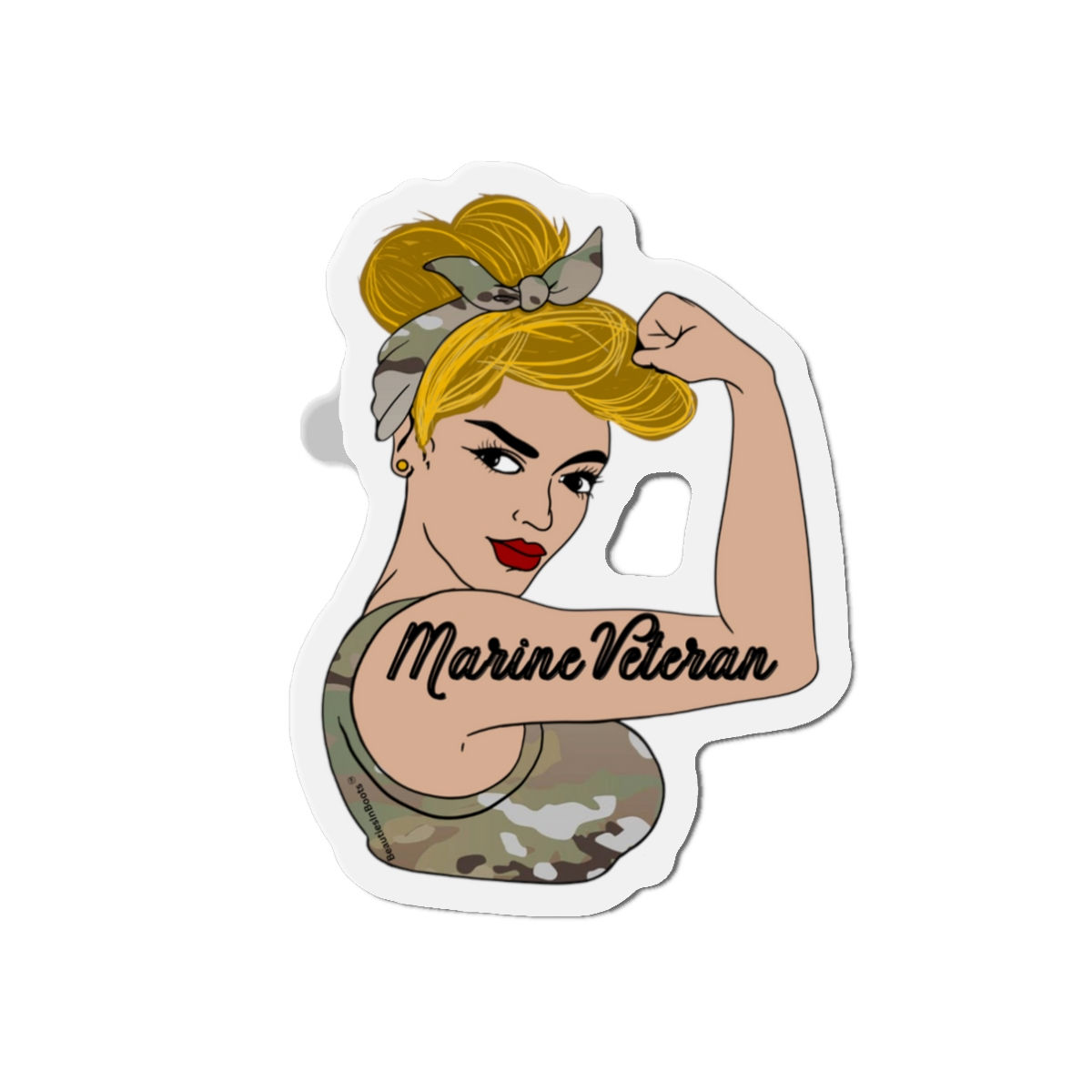 Marine Veteran Desert Rosie the Riveter Magnet- White