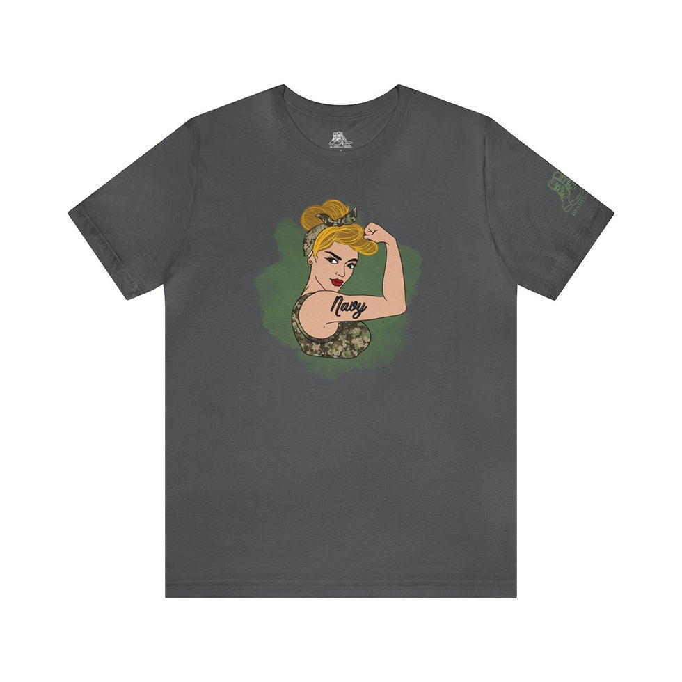 Thumbnail: Rosie the Riveter Navy Tee-White