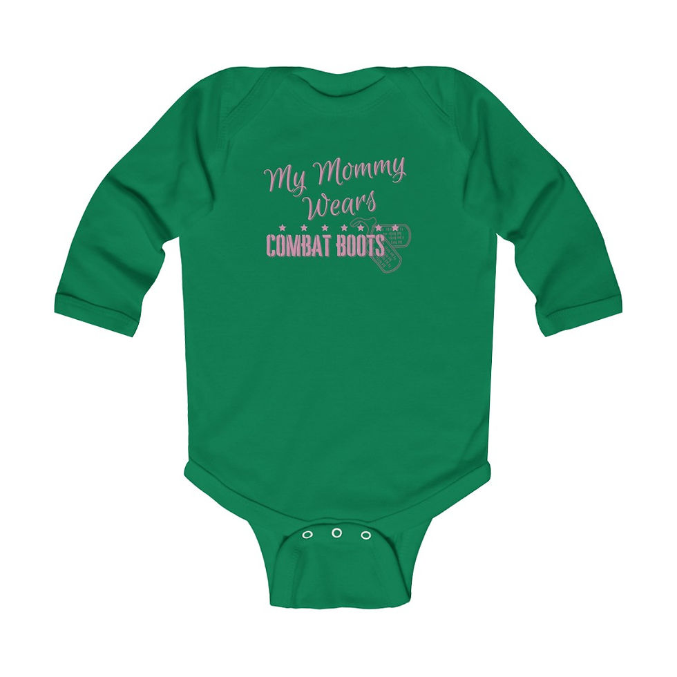 Thumbnail: Mommy Wears Combat Boots Long Sleeve Onesie-Pink