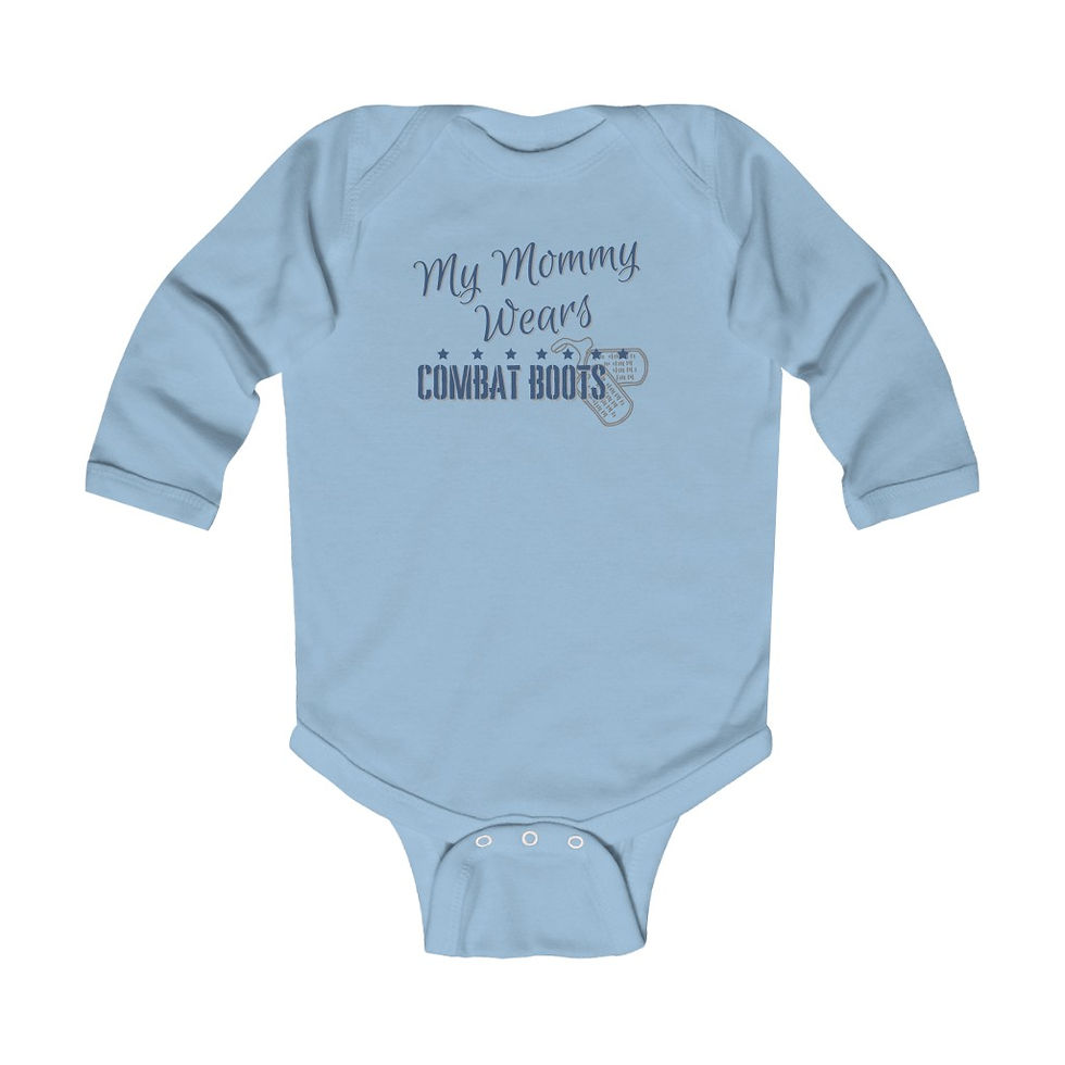 Thumbnail: Mommy Wears Combat Boots Long Sleeve Onesie-Blue