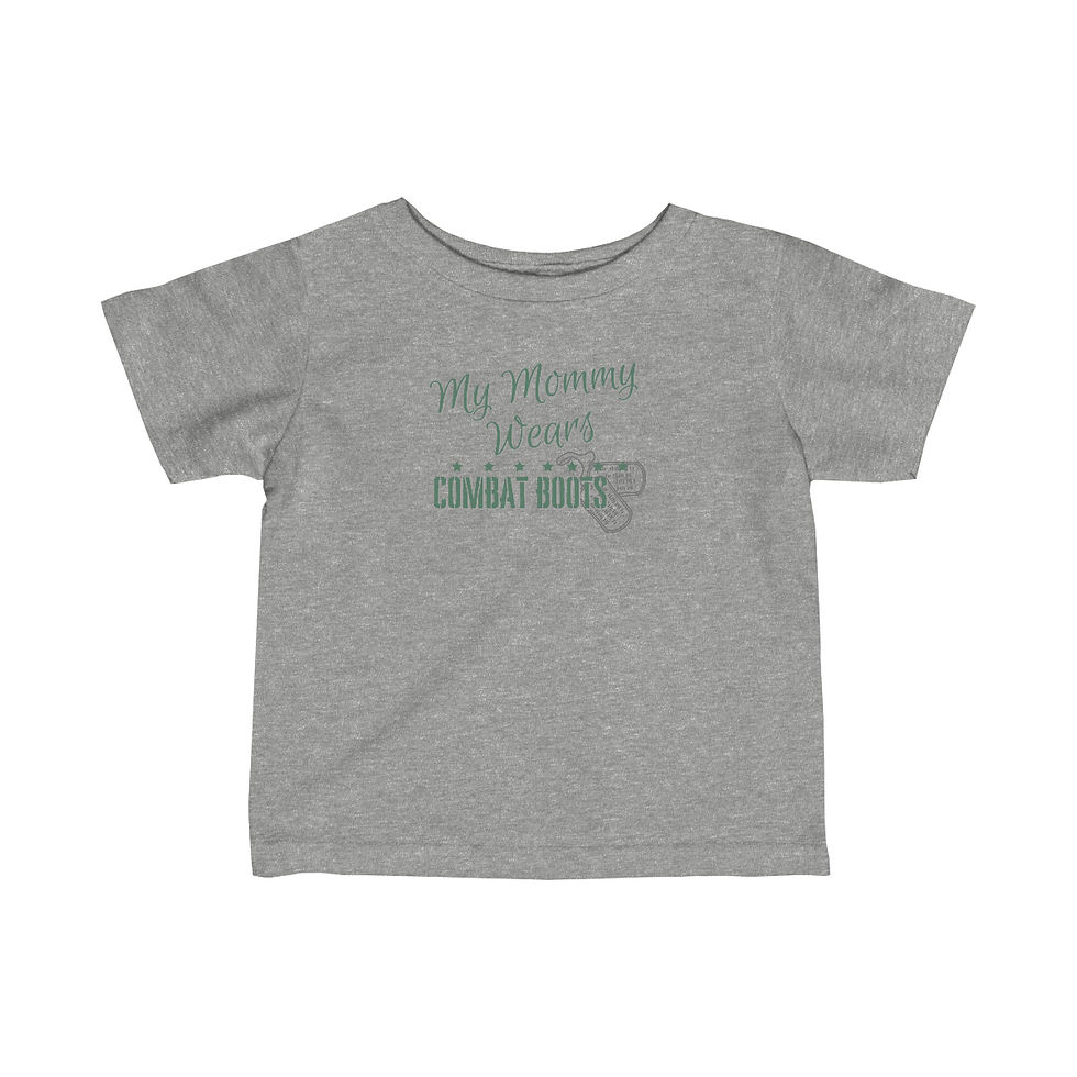 Thumbnail: Mommy Wears Combat Boots Infant Tee-Green