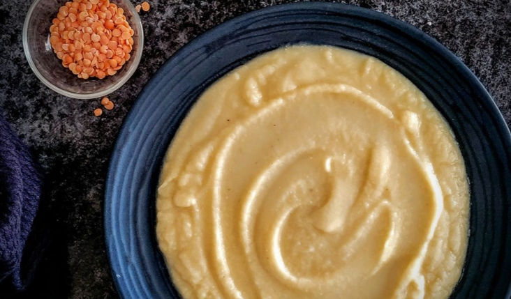 פירה עדשים אדומות וכרובית שיכול להיות גם מרק (4 מנות)