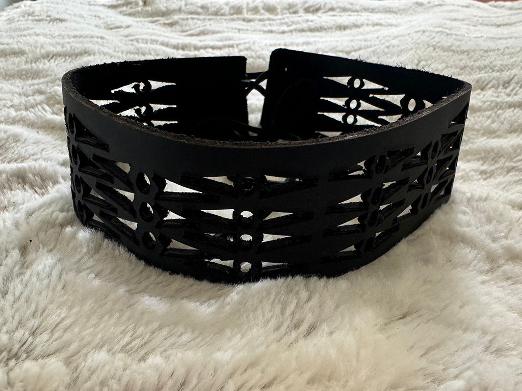 Leather Salish Eye Choker - Black