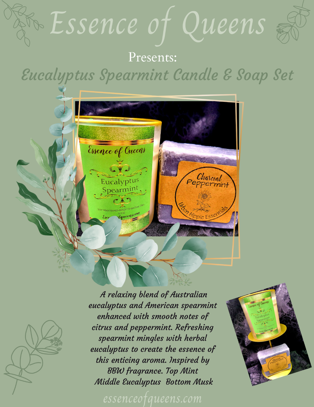 Eucalyptus Spearmint Candle and Soap Set