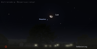 Nessa noite a Lua terá a companhia de um brilhante estrela.