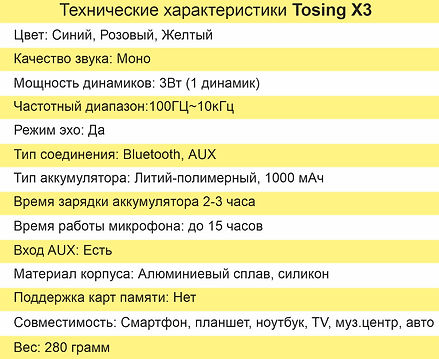 Основные технические характеристики X3.j